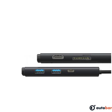 USB-Hub Baseus Lite Series 6-Port Type-C HUB Docking Station (Type-C to HDMI+USB3.0*2+Type-C Data+SD/TF) Black WKQX050001