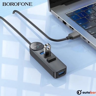 Адаптер Borofone DH5 Erudite 4-in-1 adapter(USB to USB3.0*4)(L=1.2M) Black