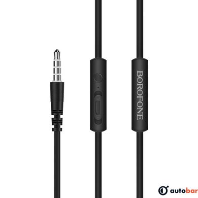 Навушники BOROFONE BM37 Noble sound wire control earphones with mic Black BM37B