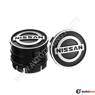 Заглушка колісного диска Nissan 60x55 чорний ABS пластик (4шт.) 50036