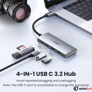Хаб UGREEN CM480 USB-C to 2× USB 3.2+2×USB-C Adapter 10G (UGR-30758)