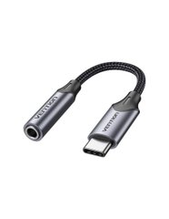 Адаптер Vention USB-C Male to 3.5MM Earphone Jack With DAC Adapter 0.1M Gray Aluminum Alloy Type (BGMHA)