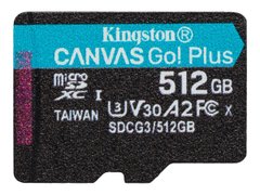 microSDXC (UHS-1 U3) Kingston Canvas Go Plus 512Gb class 10 A2 V30 (R170MB/s, W90MB/s) SDCG3/512GBSP