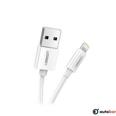 Кабель Ugreen USB 2.0 AM-Lightning M, 2 м, 2.4A, Nickel Plating ABS Shell Білий, US155 (20730)
