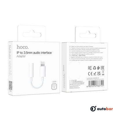 Аудiокабель HOCO LS34 Original iP to 3.5 digital audio converter White
