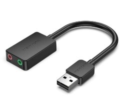 Адаптер Vention 2-port USB External Sound Card 0.15M Black (CDYB0) CDYB0
