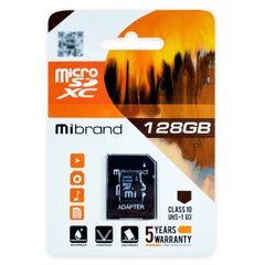microSDXC (UHS-1 U3) Mibrand 128Gb class 10 (adapter SD) MICDHU3/128GB-A