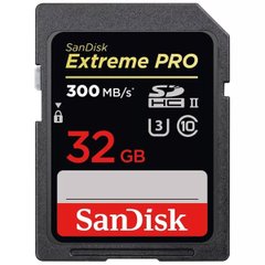 SDXC (UHS-II U3) SanDisk Extreme Pro 32Gb class 10 V90 (R300MB/s, W260MB/s) SDSDXDK-032G-GN4IN