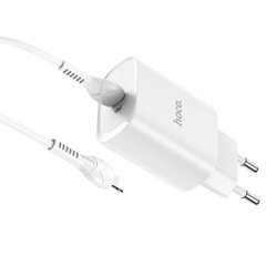 Мережевий зарядний пристрій HOCO N14 Smart Charging single port PD20W charger set(C to iP) White 6931474745033