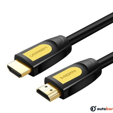 Кабель HDMI M - M, 5.0 м, V1.4 Round Cable 4K, HD101 UGREEN Чорний+Жовтий 10167