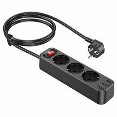 Мережевий зарядний пристрій HOCO NS2 3-position extension cord socket(including 3*USB output) Black 6931474765161