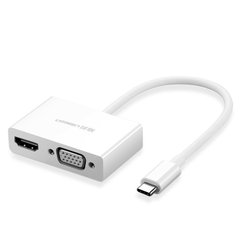 Перехідник-Конвертер USB Type C to HDMI + VGA MM123 UGREEN Білий 30843