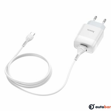 Мережевий зарядний пристрій HOCO C73A Glorious dual port charger set(Type-C) White