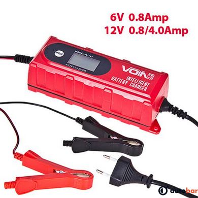 Зарядний пристрій VOIN VL-144 6&12V/0.8-4.0A/3-120AHR/LCD/Iмпульсний