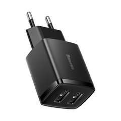 Зарядний пристрій Baseus 2xUSB 10.5W (USB-A) Чорний (CCXJ010201)