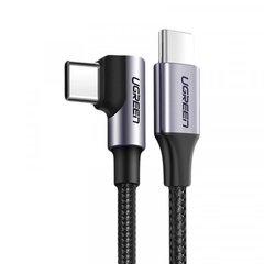 Кабель Ugreen USB 2.0 Type-C M-M, 1 м, (60W) Чорний+Cірий, 90°Angle US255