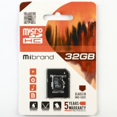 microSDHC (UHS-1 U3) Mibrand 32Gb class 10 (adapter SD) MICDHU3/32GB-A