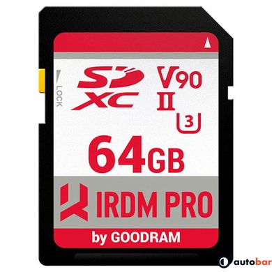 Memory card Secure Digital 64Gb GoodRAM IRDM PRO SDXC V90 UHS-II U3 Retail IRP-S9B0-0640R11