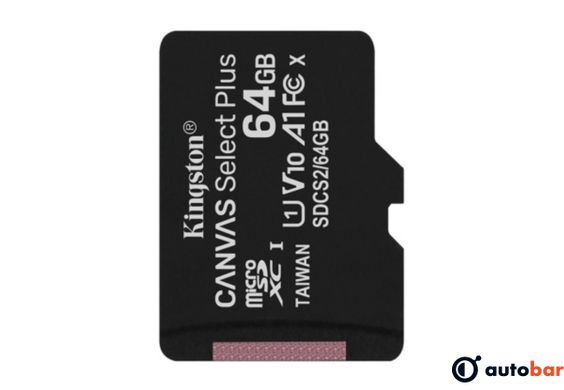 microSDXC (UHS-1) Kingston Canvas Select Plus 64Gb class 10 А1 (R-100MB/s) (adapter SD) SDCS2/64GB