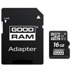 Memory card Secure Digital Micro 16Gb GoodRAM (class 10 UHS I) Retail 10 + adapter M1AA-0160R12