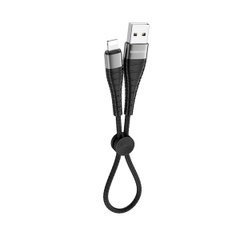 Кабель BOROFONE BX32 USB to iP 2.4A, 0.25m, nylon, aluminum+TPE connectors, Black BX32LB0.25