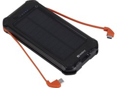 Зовнішній акумулятор сонячна Sandberg 3in1 10000 mAh, 2.1A USB, Type-C/Micro USB OUT IP54 420-72