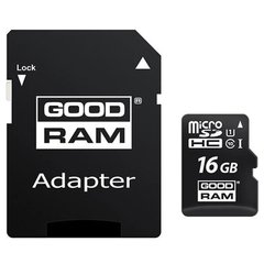 Memory card Secure Digital Micro 16Gb GoodRAM (class 10 UHS I) Retail 10 + adapter M1AA-0160R12@