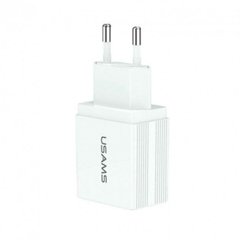 Мережевий зарядний пристрій Usams US-CC090 T24 2.1A Dual USB Travel Charger (EU) White