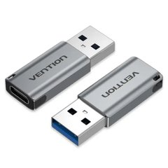 Адаптер Vention USB 3.0 Male to USB-C Female Adapter Gray Aluminum Alloy Type (CDPH0) CDPH0
