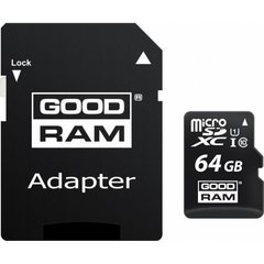 Memory card Secure Digital Micro 64Gb GoodRAM (class10) UHS I Retail + Adapter M1AA-0640R12#