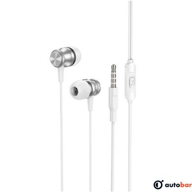 Навушники BOROFONE BM75 Platinum metal universal earphones with microphone Silver