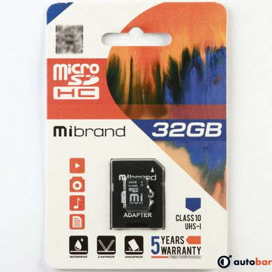 microSDHC (UHS-1) Mibrand 32Gb class 10 (adapter SD) MICDHU1/32GB-A