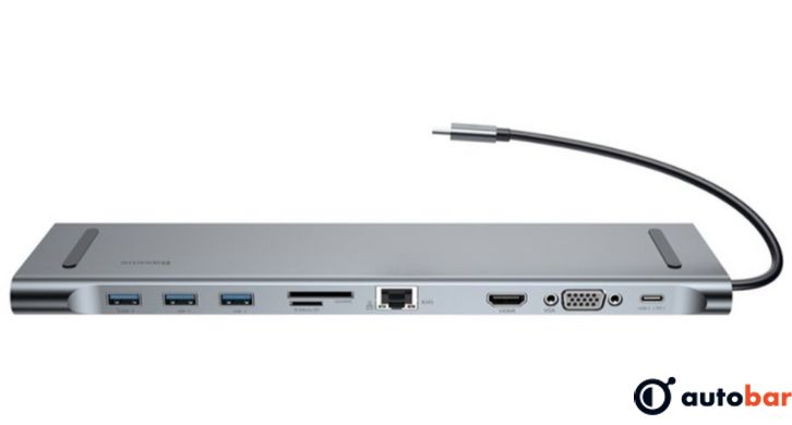 USB-Hub Baseus Enjoyment Series Type-C Notebook HUB Adapter （GrayPD/HDMI/VGA/RJ45/SD/USB*3/Adapter ) CATSX-F0G