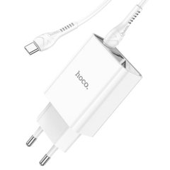 Мережевий зарядний пристрій HOCO C100A PD20W+QC3.0 charger with digital display set(Type-C to Type-C) White 6931474769824