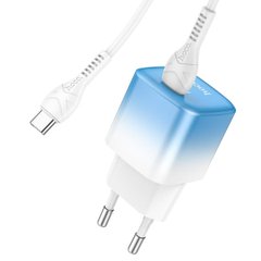Мережевий зарядний пристрій HOCO C101A single port PD20W charger set(Type-C to Type-C) Ice Blue 6931474769398