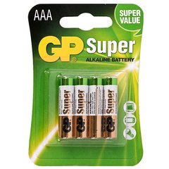 Батарейка GP SUPER ALKALINE 1.5V 24A-U4 лужна, LR03, AAA