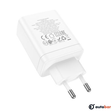 Мережевий зарядний пристрій HOCO N33 Start three-port PD35W(2C1A) charger White
