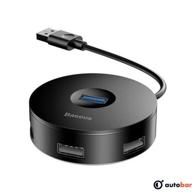 USB-Hub Baseus round box HUB adapter （USB3.0 to USB3.0*1+USB2.0*3）Black CAHUB-F01