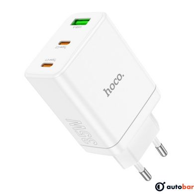 Мережевий зарядний пристрій HOCO N33 Start three-port PD35W(2C1A) charger White