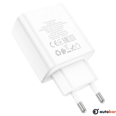 Мережевий зарядний пристрій HOCO C102A Fuerza QC3.0 four-port charger 18W White