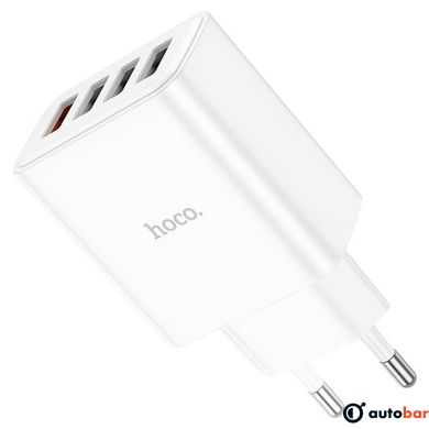 Мережевий зарядний пристрій HOCO C102A Fuerza QC3.0 four-port charger 18W White