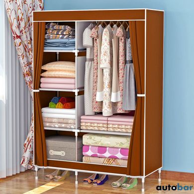 Шафа складна тканинна STORAGE WARDROBE KM-105 на 2 секції | Шафа розбірна з тканини | органайзер для одягу (106х45х170). Колір: коричневий