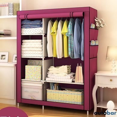 Шафа складна тканинна STORAGE WARDROBE KM-105 на 2 секції | Шафа розбірна з тканини | органайзер для одягу (106х45х170). Колір: коричневий