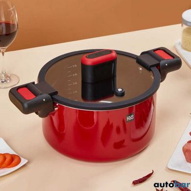 Кастрюля-cкороварка Xiaomi HuoHou Stainless Steel Enamel Micro Pressure Cooker (Red)