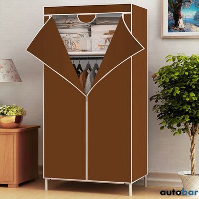 Шафа складна тканинна STORAGE WARDROBE KM-105 на 2 секції | Шафа розбірна з тканини | органайзер для одягу (106х45х170). Колір: коричневий