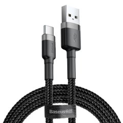 Кабель Baseus Cafule Cable USB For Type-C 3A 0.5m Gray+Black CATKLF-AG1