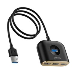 USB-Hub Baseus Square round 4 in 1 USB HUB Adapter(USB3.0 TO USB3.0*1+USB2.0*3) 1m Black CAHUB-AY01