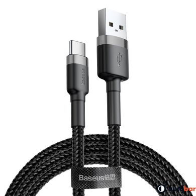 Кабель Baseus Cafule Cable USB For Type-C 3A 0.5m Gray+Black