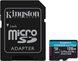 microSDXC (UHS-1 U3) Kingston Canvas Go Plus 128Gb class 10 A2 V30 (R170MB/s, W90MB/s) (adapter SD) SDCG3/128GB