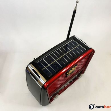 Радіоприймач Golon RX-455S USB/акумулятор сонячна панель. Червоний з чорним